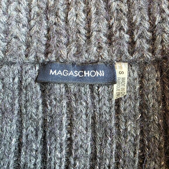 Magaschoni Alpaca Merino Wool Ribbed Balloon Sleeve Zip Sweater Cardigan Small - Picture 3 of 10
